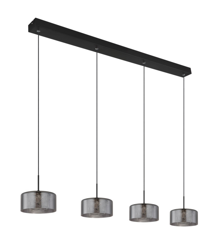 Fogsy Bar Pendant Ceiling Light Matt Black Smoke Glass Shade 4x LED 4000K-2