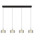 Fogsy Bar Pendant Ceiling Light Matt Black Smoke Glass Shade 4x LED 4000K-3