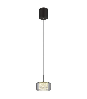Fogsy Slim Pendant Ceiling Light Matt Black Smoke Glass Shade LED 4000K-1