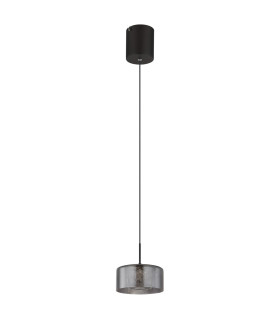 Fogsy Slim Pendant Ceiling Light Matt Black Smoke Glass Shade LED 4000K-2