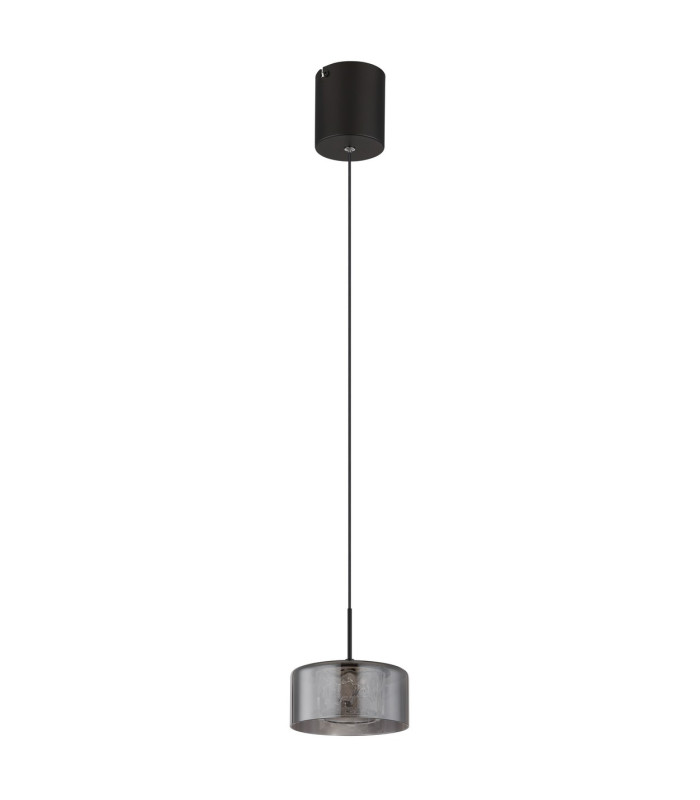 Fogsy Slim Pendant Ceiling Light Matt Black Smoke Glass Shade LED 4000K-2