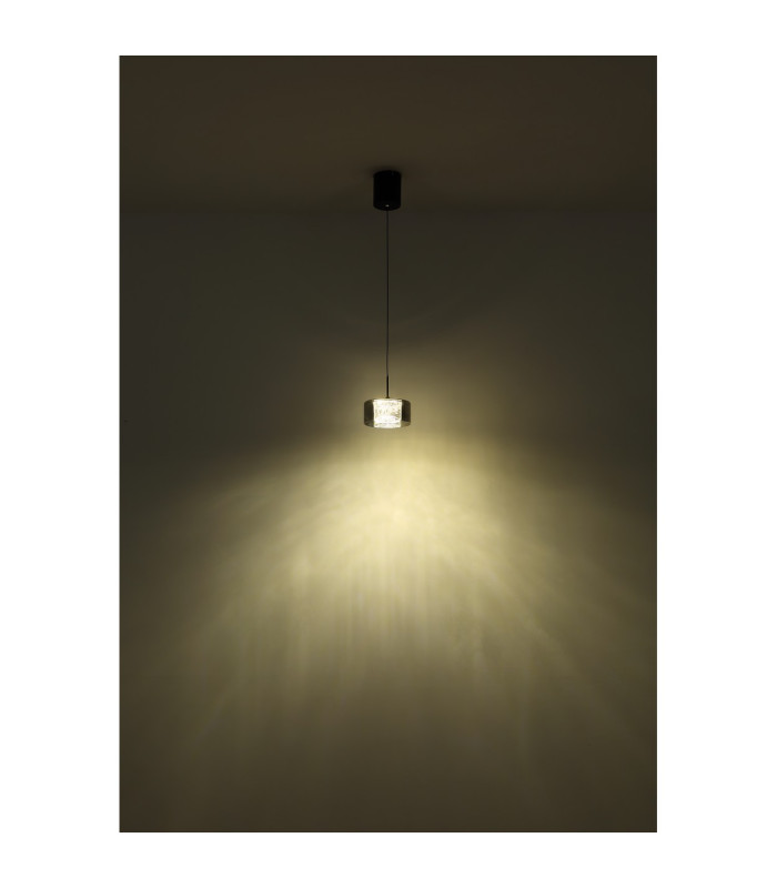 Fogsy Slim Pendant Ceiling Light Matt Black Smoke Glass Shade LED 4000K-4