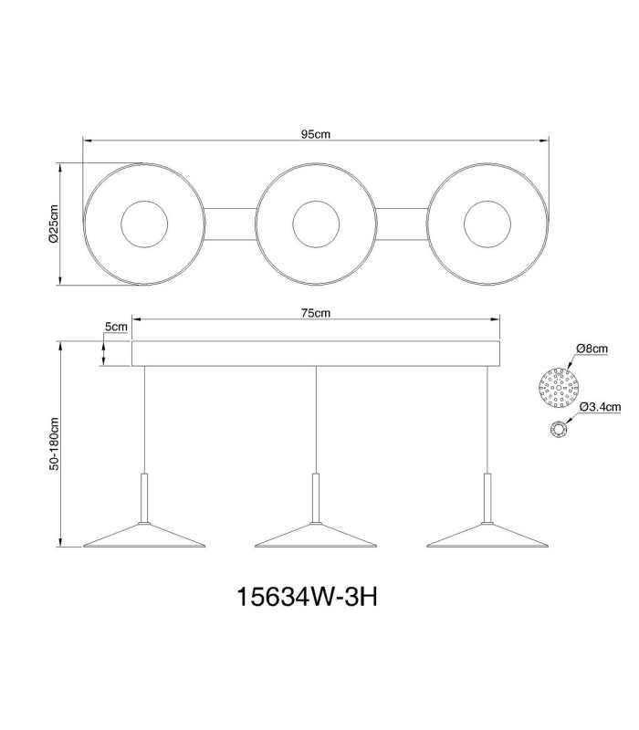 Lampone Bar Pendant Ceiling Light White Matt 3x LED 4000K-6