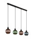 Zumba Bar Pendant Ceiling Light Matt Black Balls Glass Shade 4x E27-2