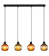 Zumba Bar Pendant Ceiling Light Matt Black Balls Glass Shade 4x E27-3