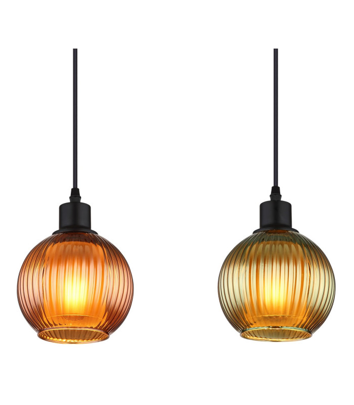 Zumba Bar Pendant Ceiling Light Matt Black Balls Glass Shade 4x E27-4