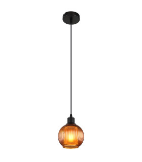 Zumba Dome Pendant Ceiling Light Matt Black Ball Bronze Glass Shade 1x E27-1