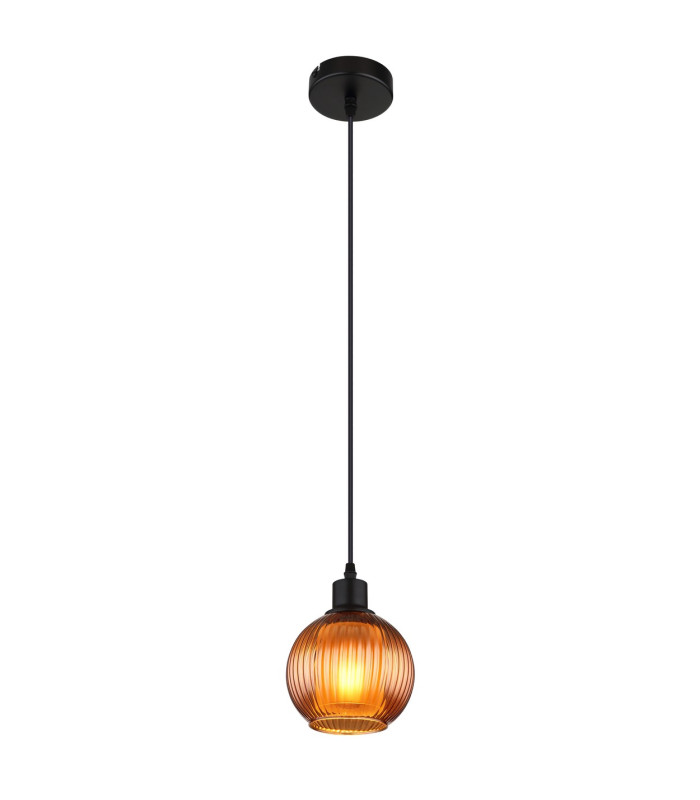 Zumba Dome Pendant Ceiling Light Matt Black Ball Bronze Glass Shade 1x E27-1
