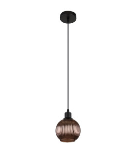Zumba Dome Pendant Ceiling Light Matt Black Ball Bronze Glass Shade 1x E27-2
