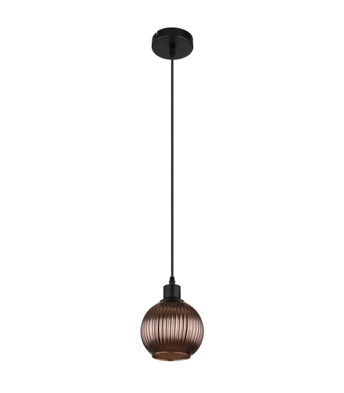 Zumba Dome Pendant Ceiling Light Matt Black Ball Bronze Glass Shade 1x E27-2