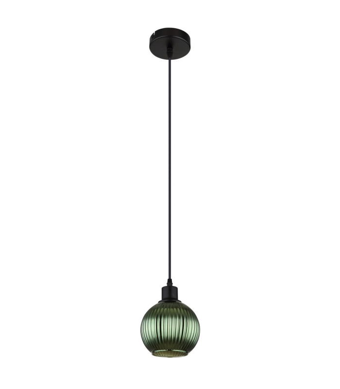 Zumba Dome Pendant Ceiling Light Matt Black Ball Green Glass Shade 1x E27-2