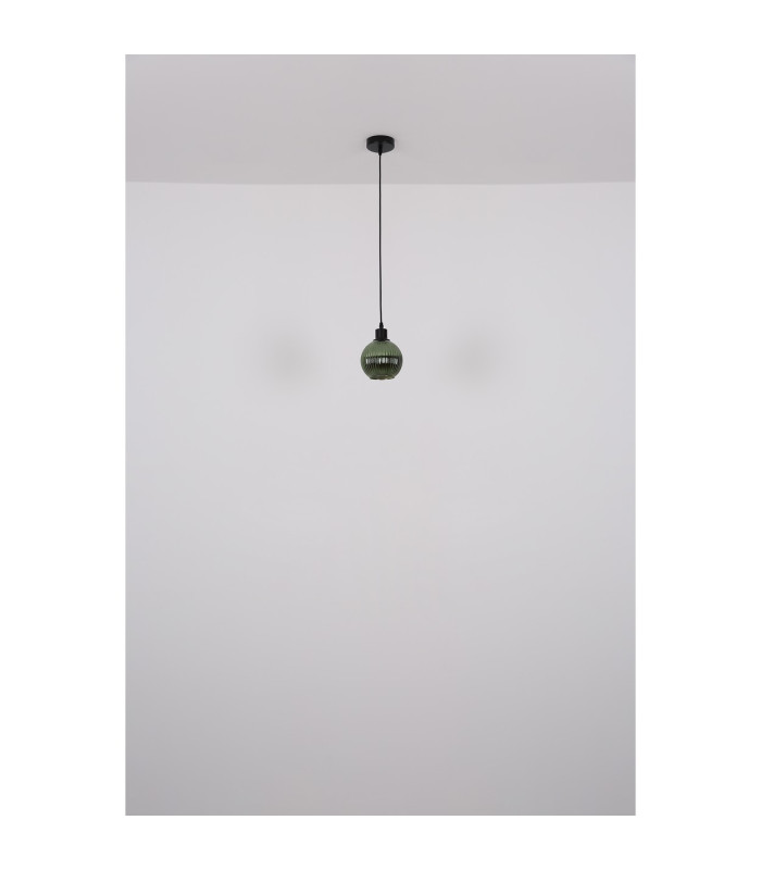 Zumba Dome Pendant Ceiling Light Matt Black Ball Green Glass Shade 1x E27-7