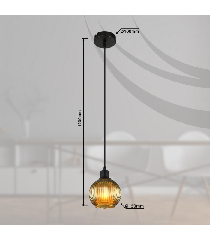 Zumba Dome Pendant Ceiling Light Matt Black Ball Green Glass Shade 1x E27-9