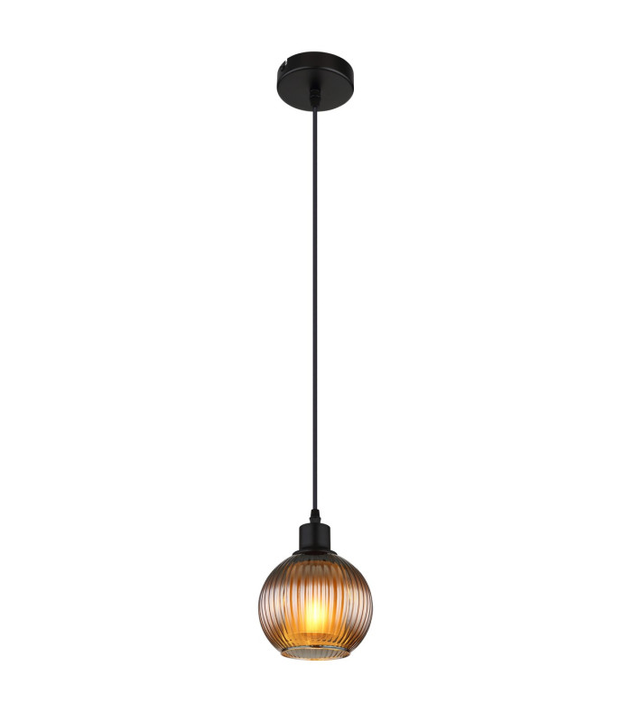 Zumba Dome Pendant Ceiling Light Matt Black Ball Glass Shade 1x E27-1