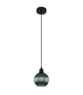 Zumba Dome Pendant Ceiling Light Matt Black Ball Glass Shade 1x E27-2