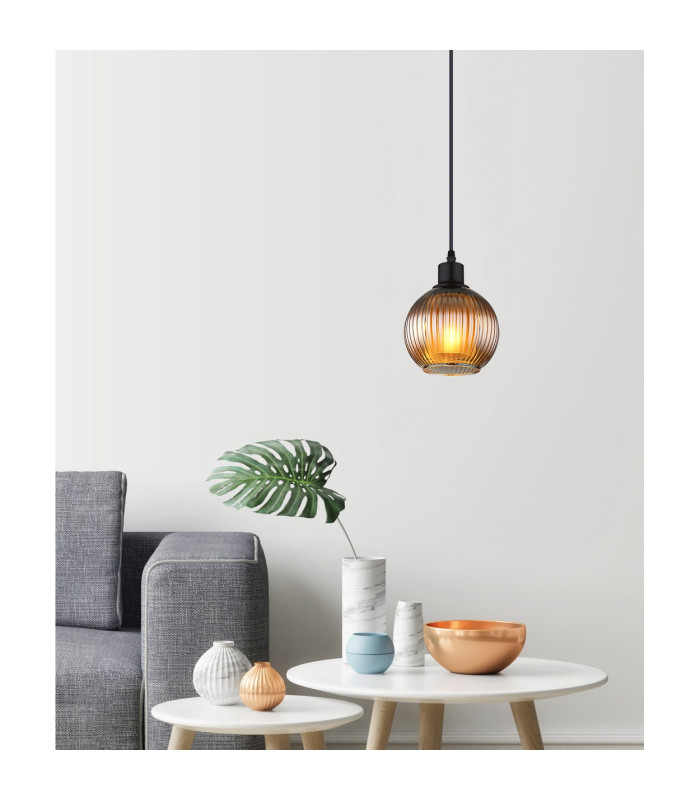 Zumba Dome Pendant Ceiling Light Matt Black Ball Glass Shade 1x E27-8