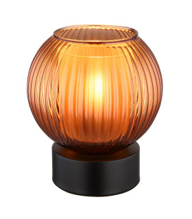 Zumba Globe Table Lamp Matt Black Ball Bronze Glass Shade 1x E27-1