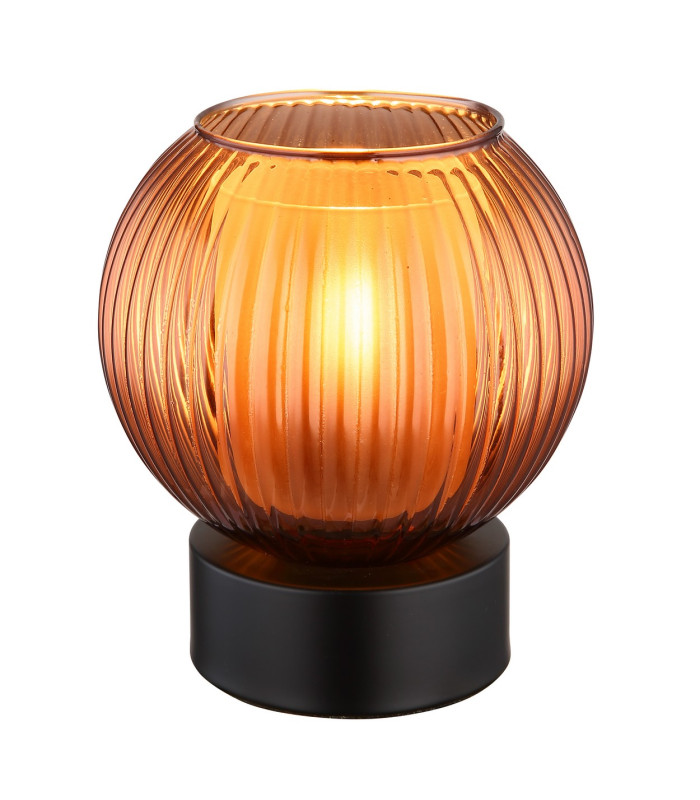 Zumba Globe Table Lamp Matt Black Ball Bronze Glass Shade 1x E27-1