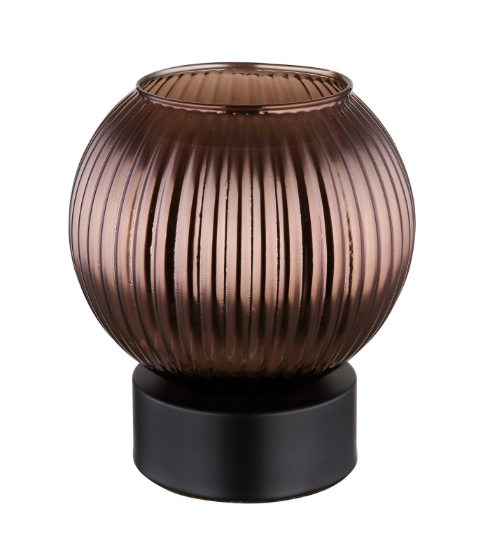 Zumba Globe Table Lamp Matt Black Ball Bronze Glass Shade 1x E27-2