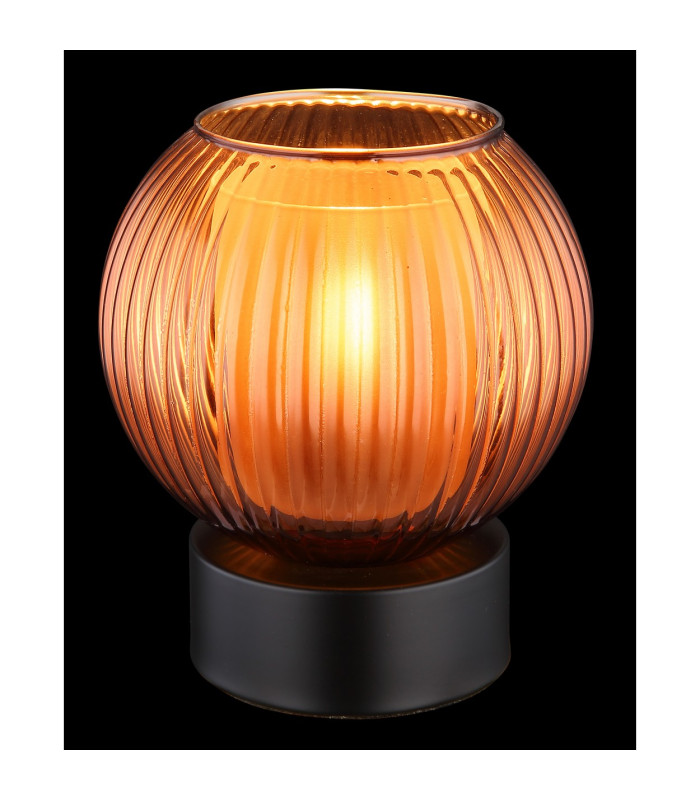 Zumba Globe Table Lamp Matt Black Ball Bronze Glass Shade 1x E27-3