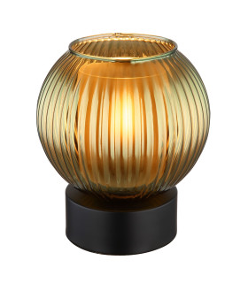 Zumba Globe Table Lamp Matt Black Ball Green Glass Shade 1x E27-1