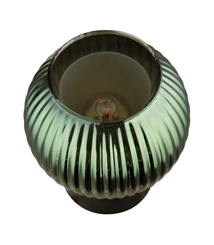 Zumba Globe Table Lamp Matt Black Ball Green Glass Shade 1x E27-3