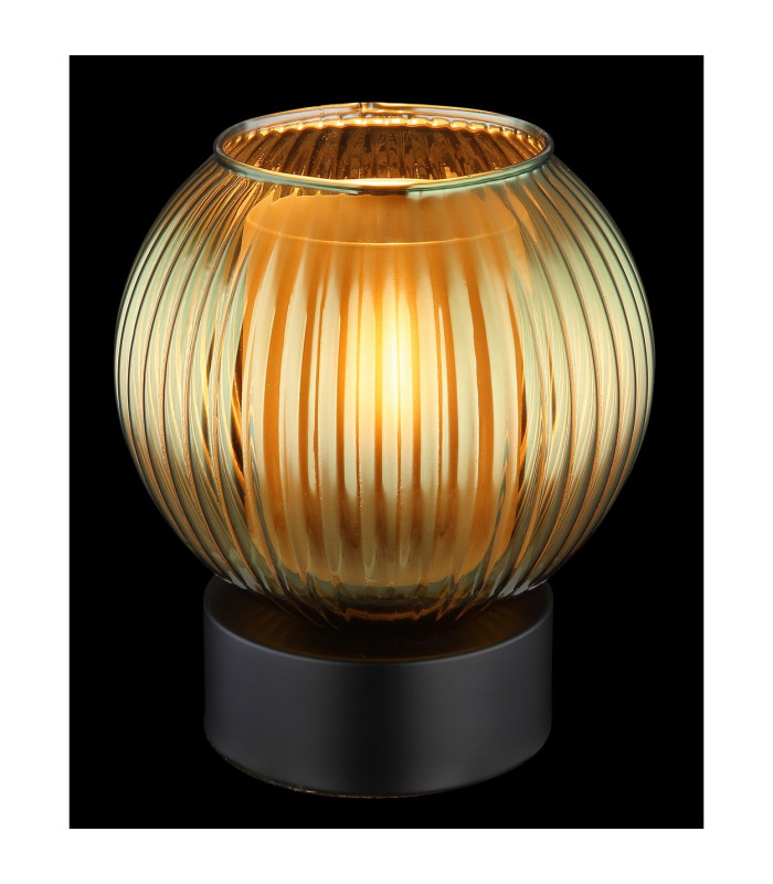 Zumba Globe Table Lamp Matt Black Ball Green Glass Shade 1x E27-4