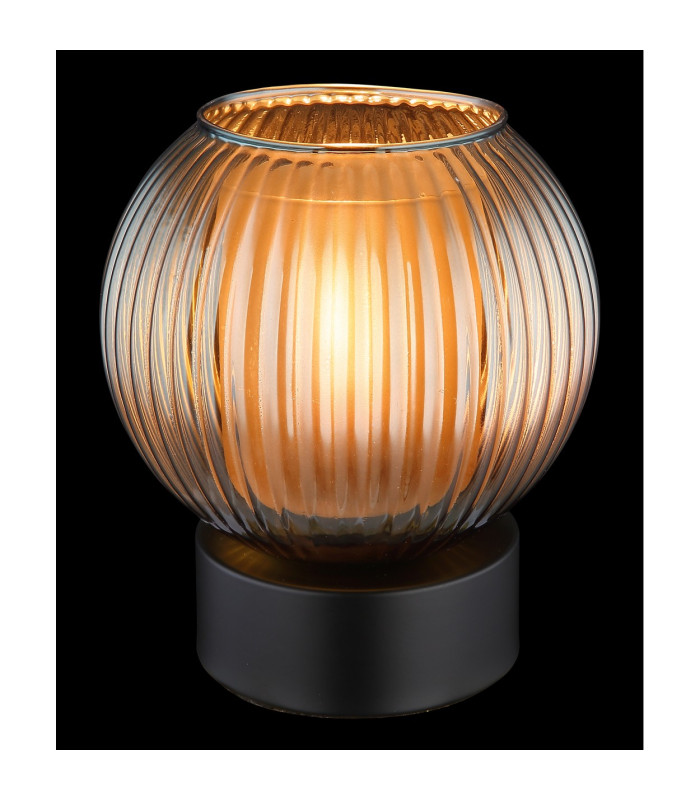 Zumba Globe Table Lamp Matt Black Ball Glass Shade 1x E27-3