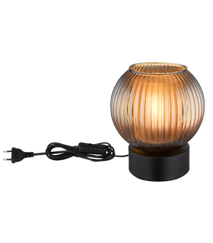 Zumba Globe Table Lamp Matt Black Ball Glass Shade 1x E27-4