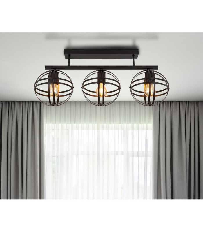 Tamara Semi Flush Ceiling Light Matt Black 3x E27-7