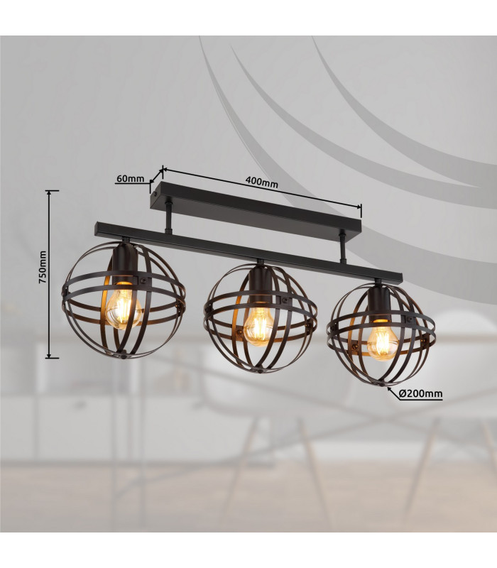 Tamara Semi Flush Ceiling Light Matt Black 3x E27-8