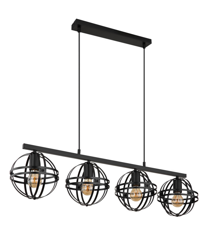 Tamara I Bar Pendant Ceiling Light Matt Black 4x E27-2