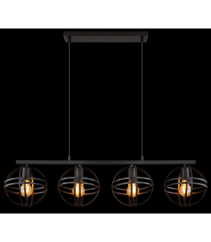 Tamara I Bar Pendant Ceiling Light Matt Black 4x E27-6