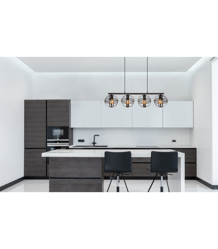 Tamara I Bar Pendant Ceiling Light Matt Black 4x E27-7