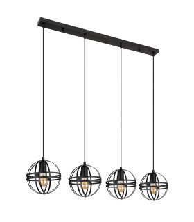 Tamara II Bar Pendant Ceiling Light Matt Black 4x E27-2