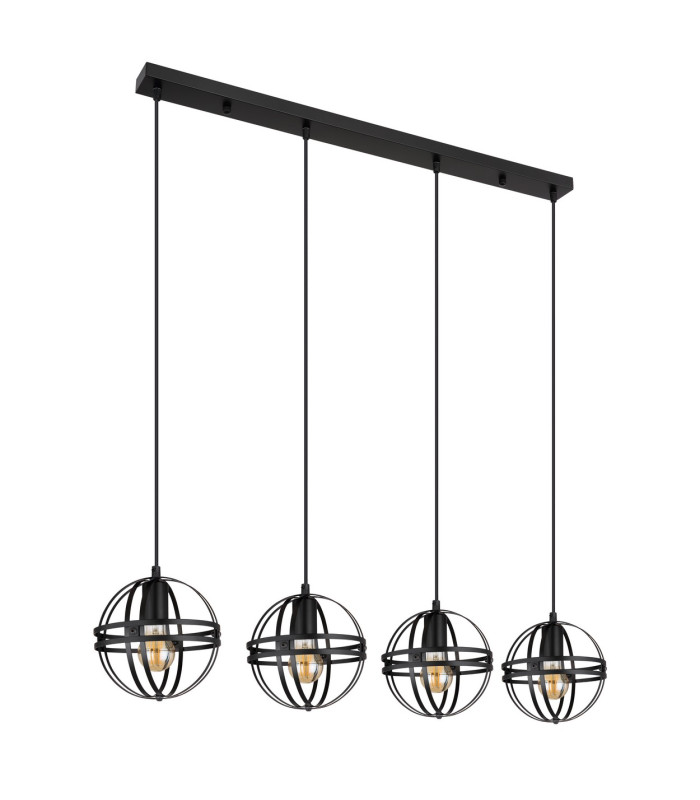 Tamara II Bar Pendant Ceiling Light Matt Black 4x E27-2