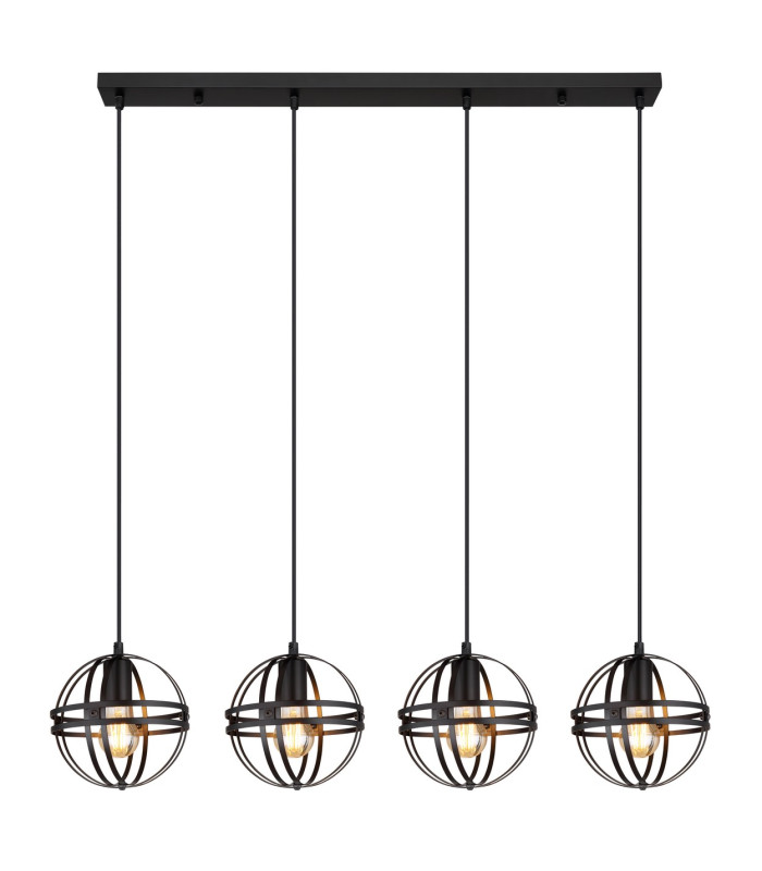 Tamara II Bar Pendant Ceiling Light Matt Black 4x E27-3