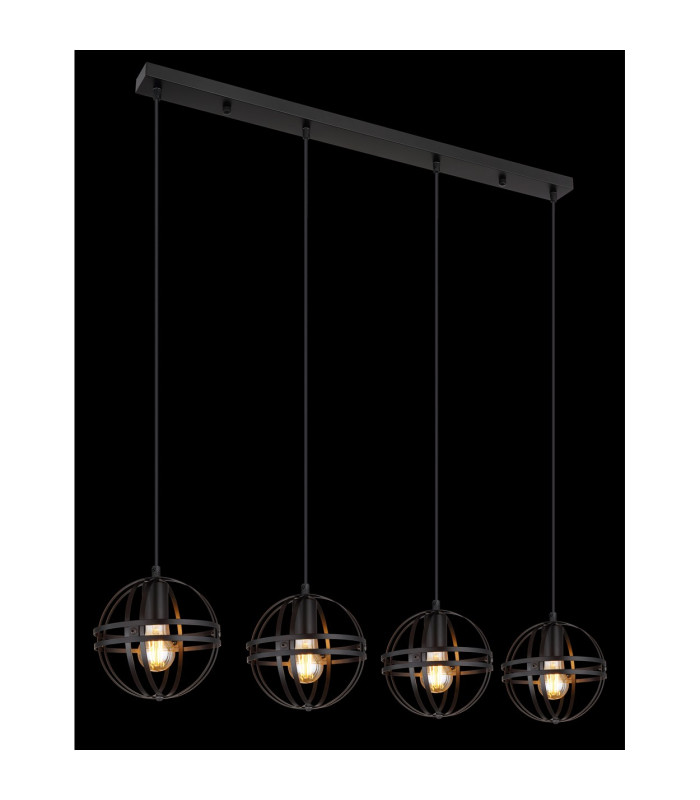 Tamara II Bar Pendant Ceiling Light Matt Black 4x E27-5