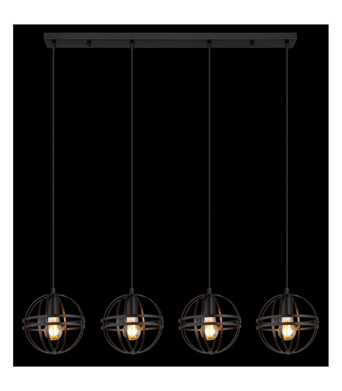 Tamara II Bar Pendant Ceiling Light Matt Black 4x E27-6