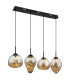 Firefly Bar Pendant Ceiling Light Matt Black Smoke Glass Shade 4x LED 3000K-1