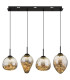 Firefly Bar Pendant Ceiling Light Matt Black Smoke Glass Shade 4x LED 3000K-3