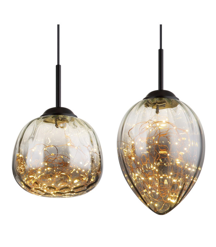 Firefly Bar Pendant Ceiling Light Matt Black Smoke Glass Shade 4x LED 3000K-4