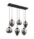 Firefly Cluster Pendant Ceiling Light Matt Black Smoke Glass Shade 6x LED 3000K-2