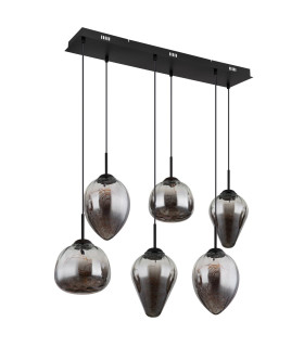 Firefly Cluster Pendant Ceiling Light Matt Black Smoke Glass Shade 6x LED 3000K-2