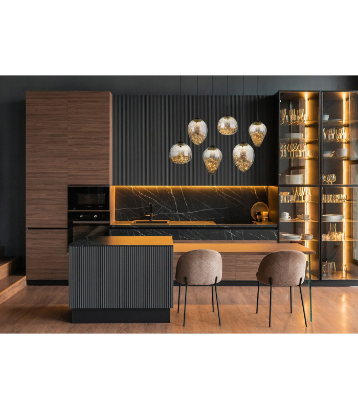 Firefly Cluster Pendant Ceiling Light Matt Black Smoke Glass Shade 6x LED 3000K-5