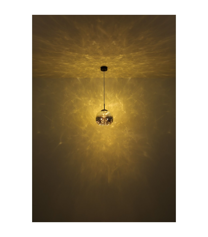 Firefly Globe Pendant Ceiling Light Matt Black Smoke Glass Shade LED 3000K-4