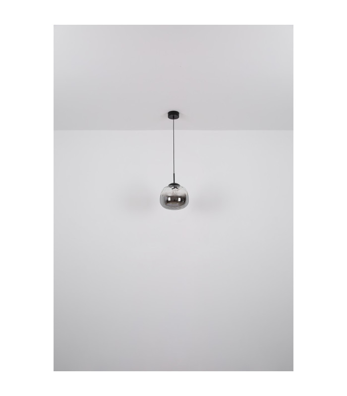 Firefly Globe Pendant Ceiling Light Matt Black Smoke Glass Shade LED 3000K-6