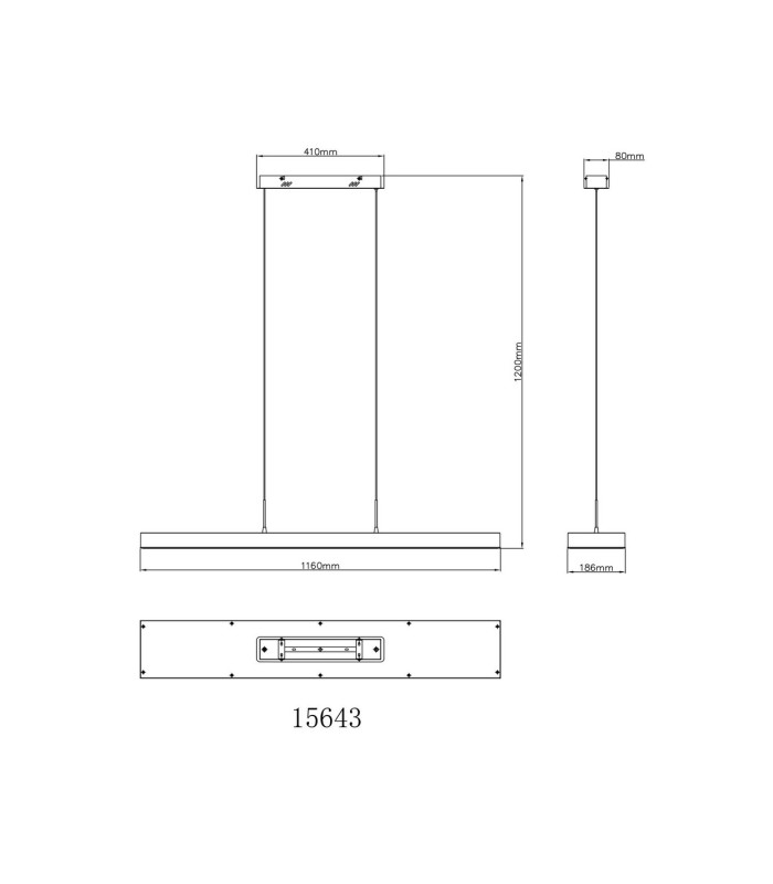Sola Bar Pendant Ceiling Light Matt Black LED Dimmable 2700-6500K Remote Control Timer-13