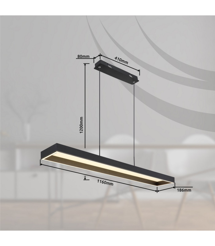 Sola Bar Pendant Ceiling Light Matt Black LED Dimmable 2700-6500K Remote Control Timer-14