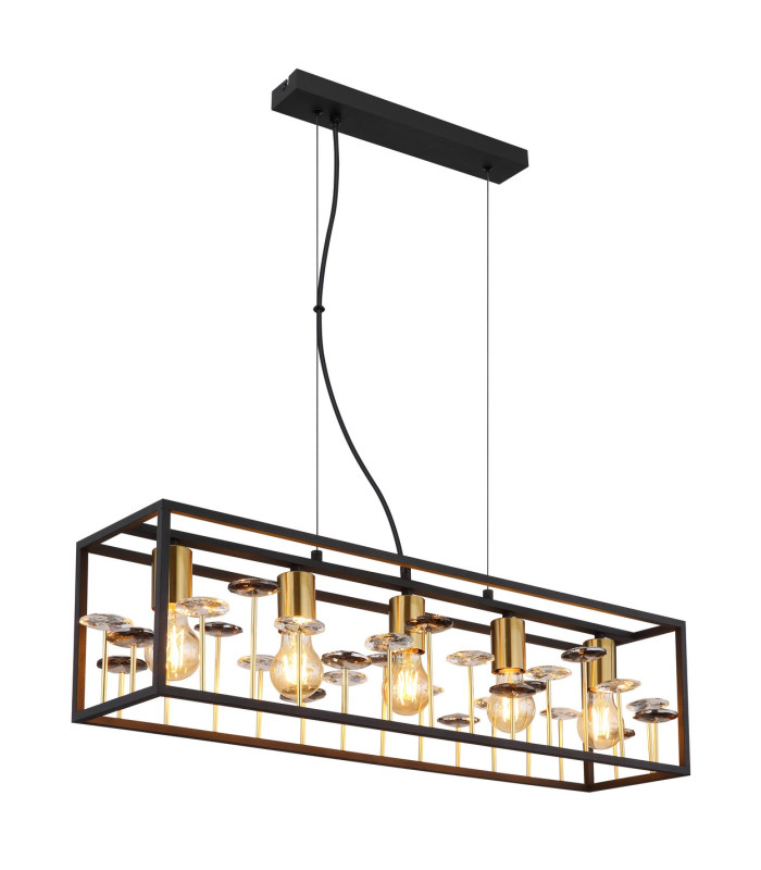 Lisbon Bar Pendant Ceiling Light Matt Black 5x E27-1
